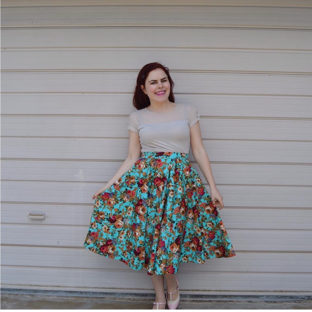 Lindy Bop Vibrant Floral A-Line Skirt